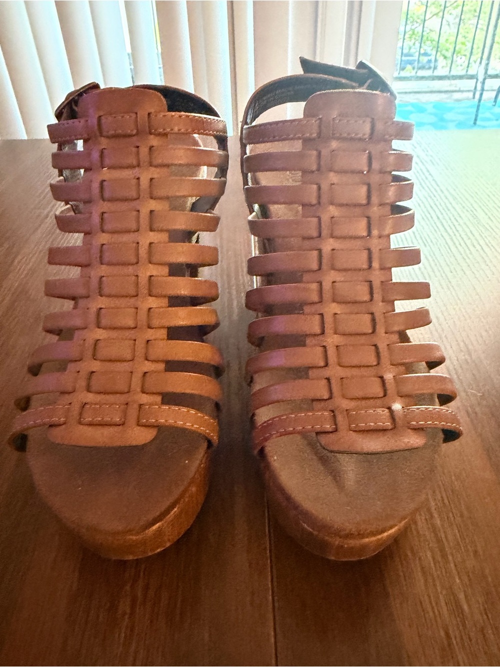 White Mountain Brown Strappy Gladiator Wedge Sandals